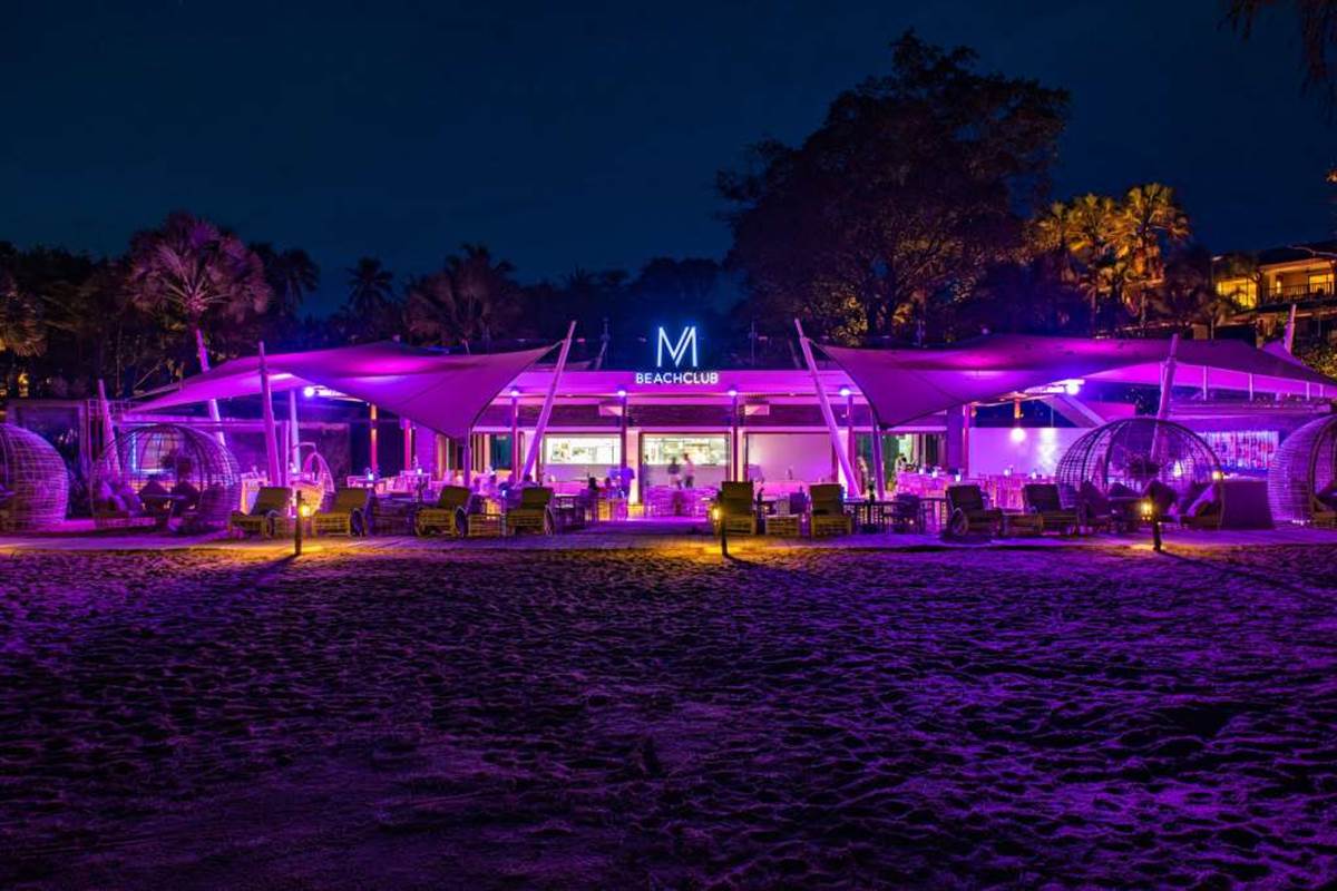 Night shot of M Beach Club Phuket | Mai Khao