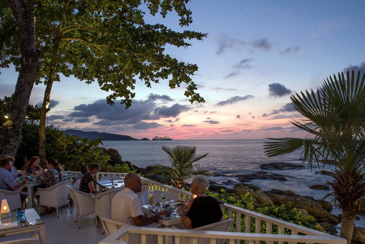 View of sunset from Joe's Downstairs Restaurant Patong Phuket